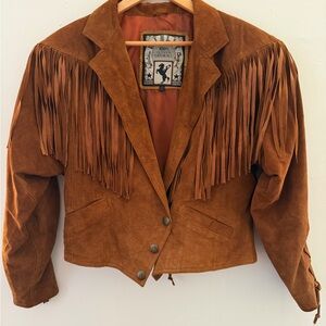 Awesome Vintage Western Brown Suede Fringe Jacket 80s 90s